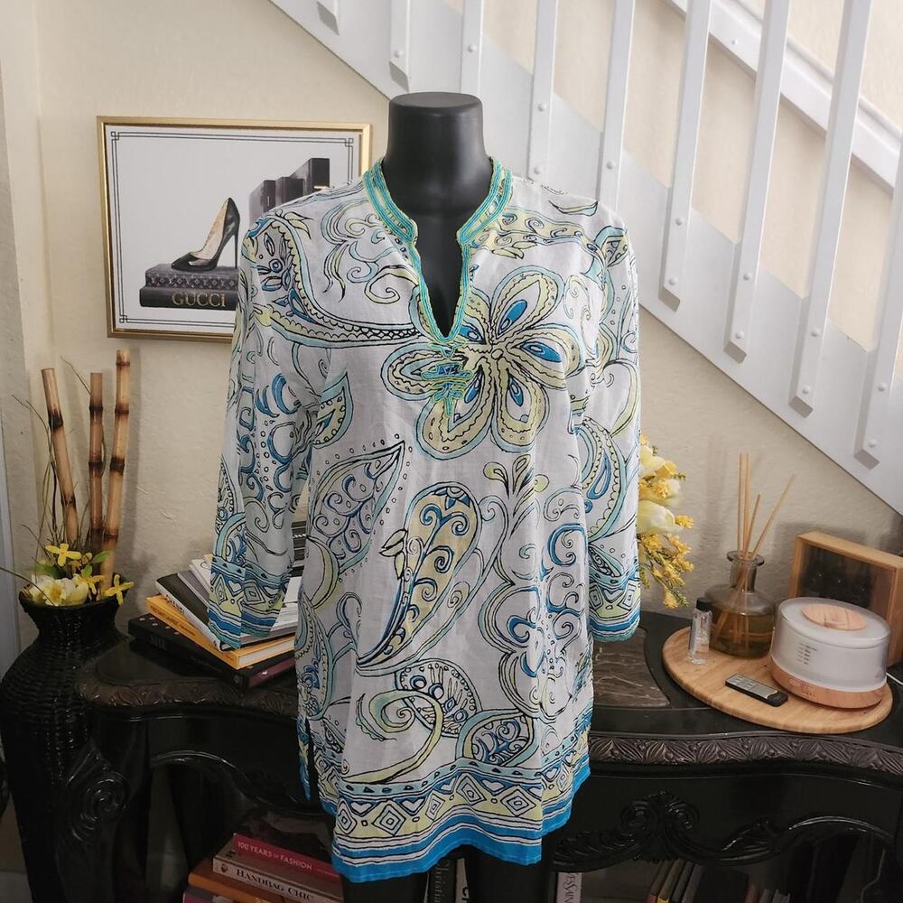 Chico's Tunic Beaded Collar Size 2 NEW